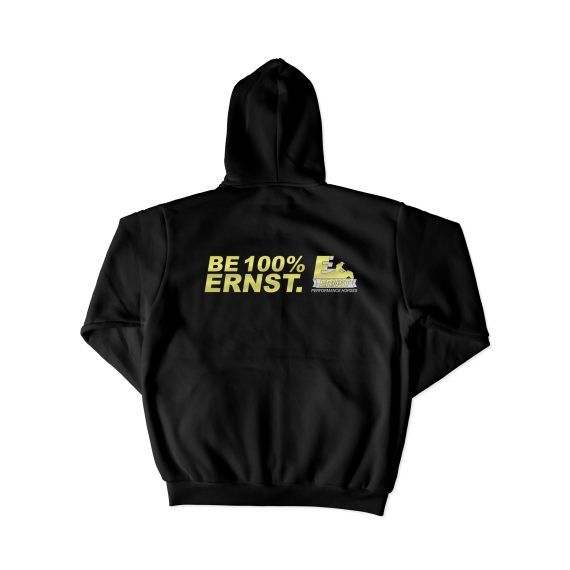 "BE 100% ERNST." Bestickter Zip-Hoodie Unisex
